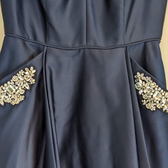 Juniors Formal Dress Navy Blue WITH POCKETS!!! Blondie nites Dress - Picture 4 of 7